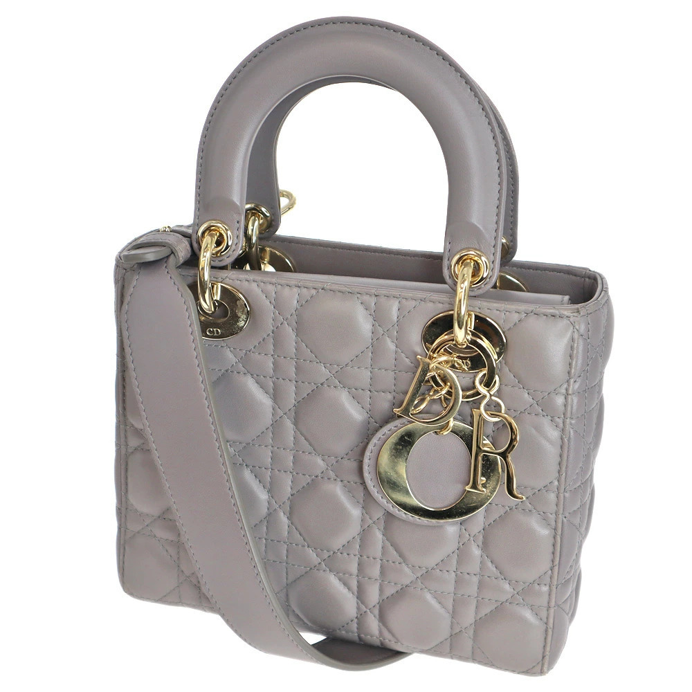 Christian Dior Cannage quilted lambskin leather Lady Dior bag Gray